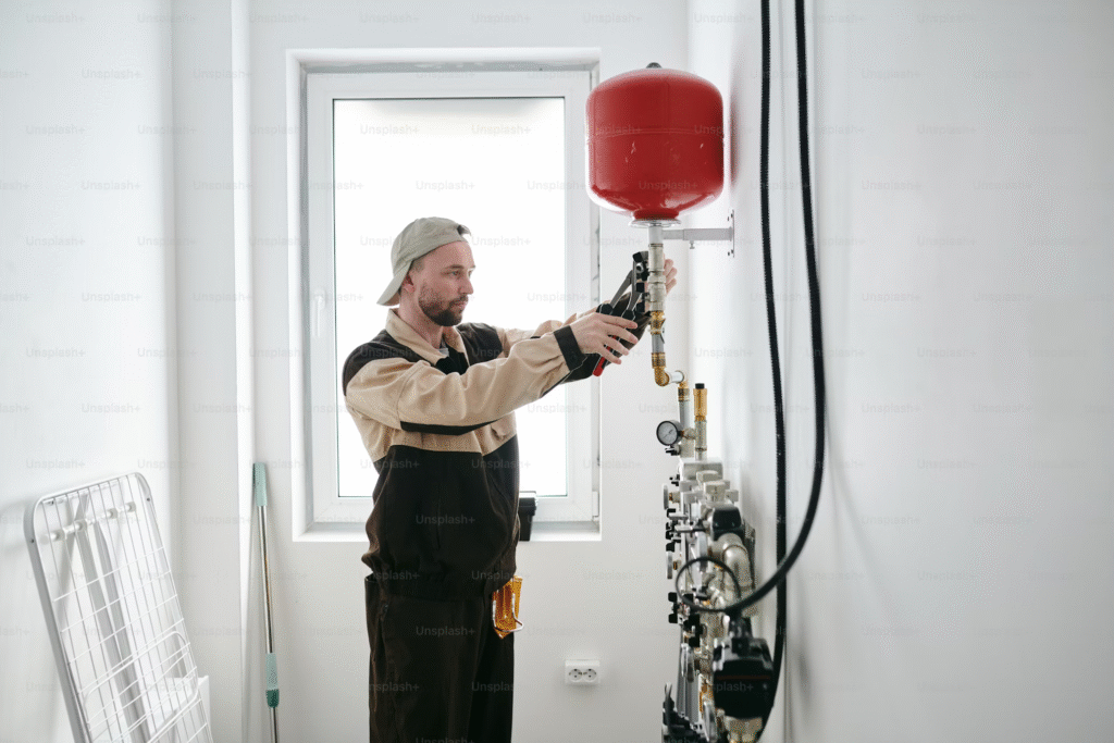 chauffe-eau en panne entrain de se faire reparer